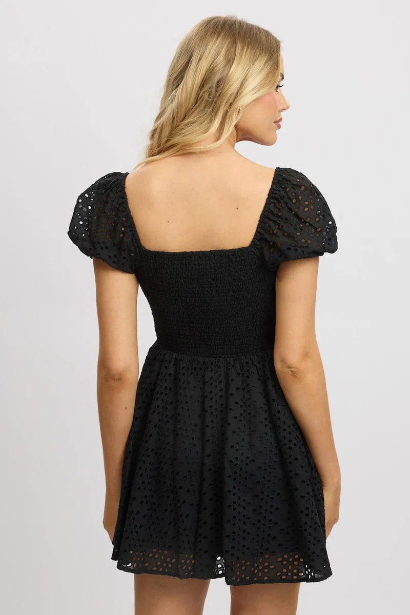 Black Fit And Flare Dress Mini Eyelet Fabric sold by Ally Fashion product image thumbnail 5