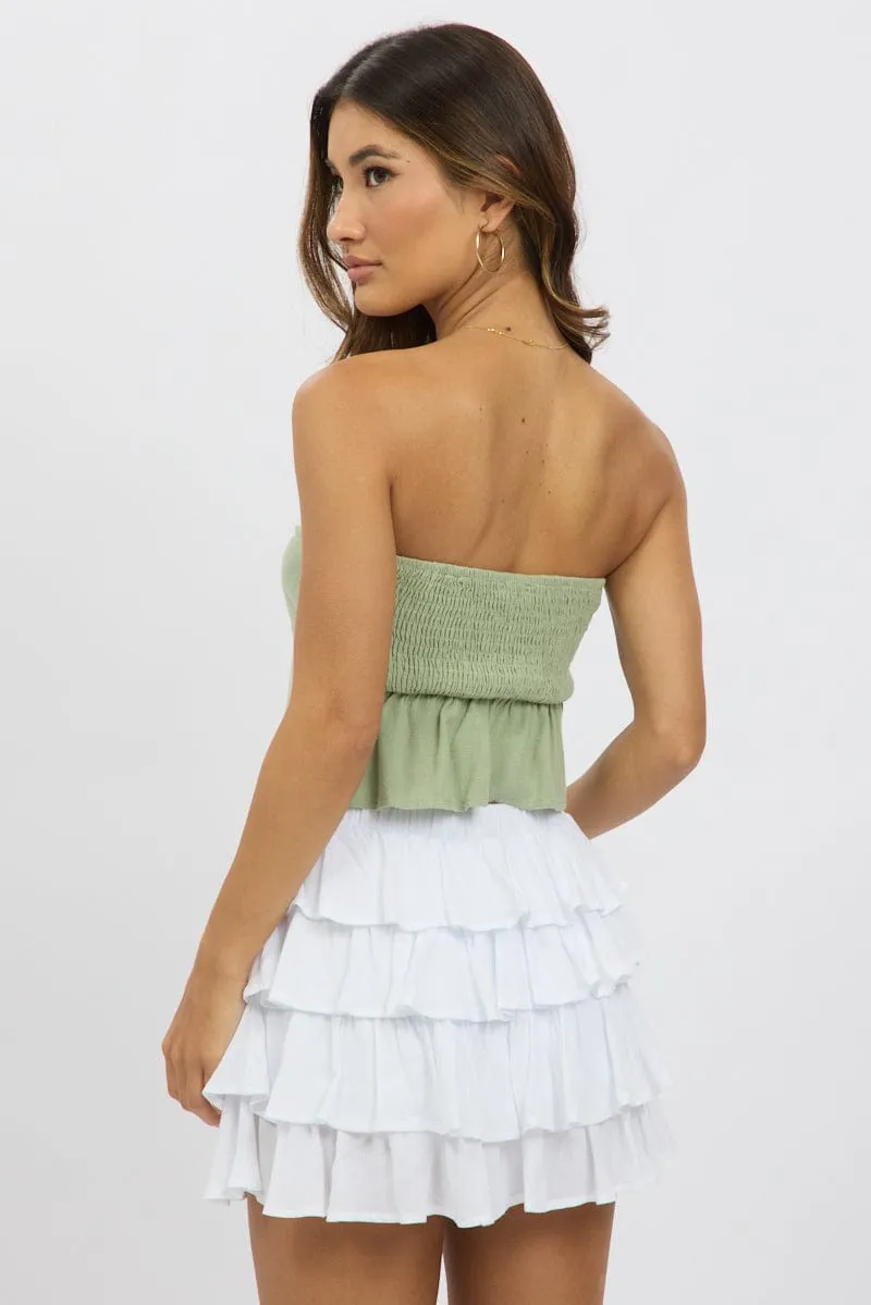 Green Tube Top Strapless Open Front Linen Blend sold by Ally Fashion product image thumbnail 5