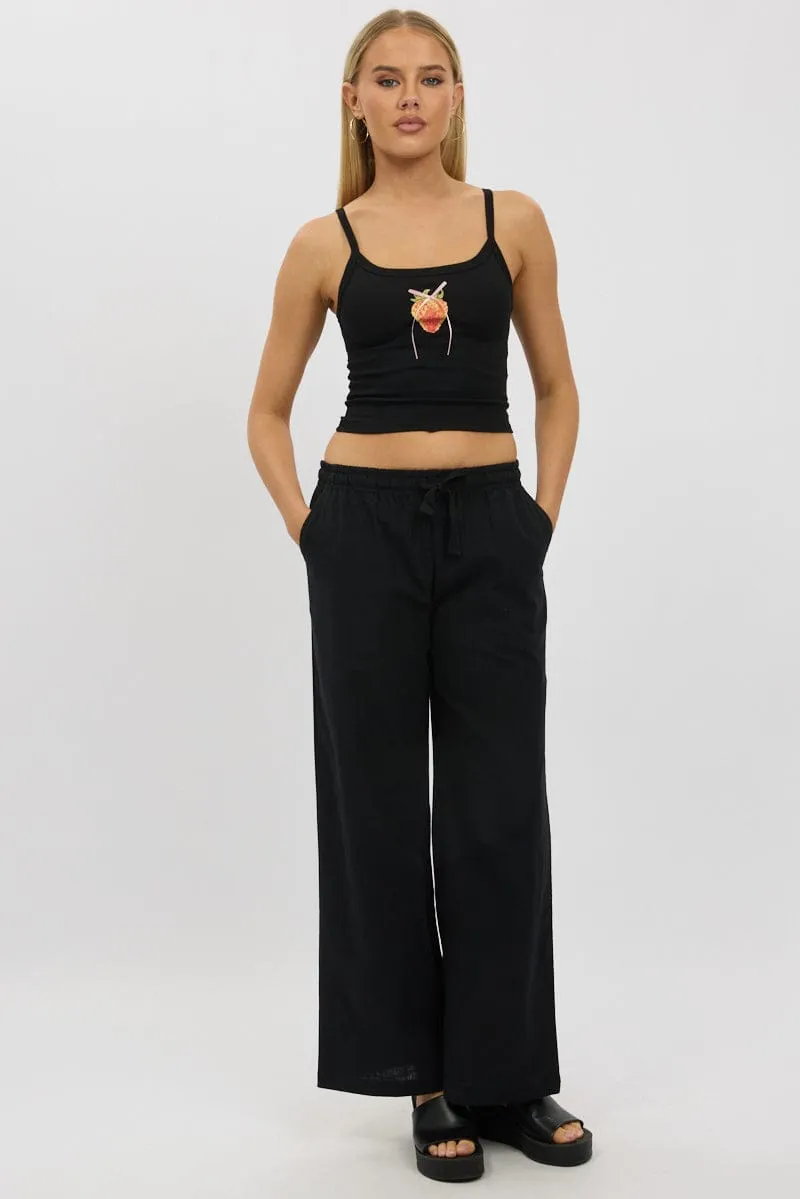 Black Wide Leg Pants Elasticated sold by Ally Fashion