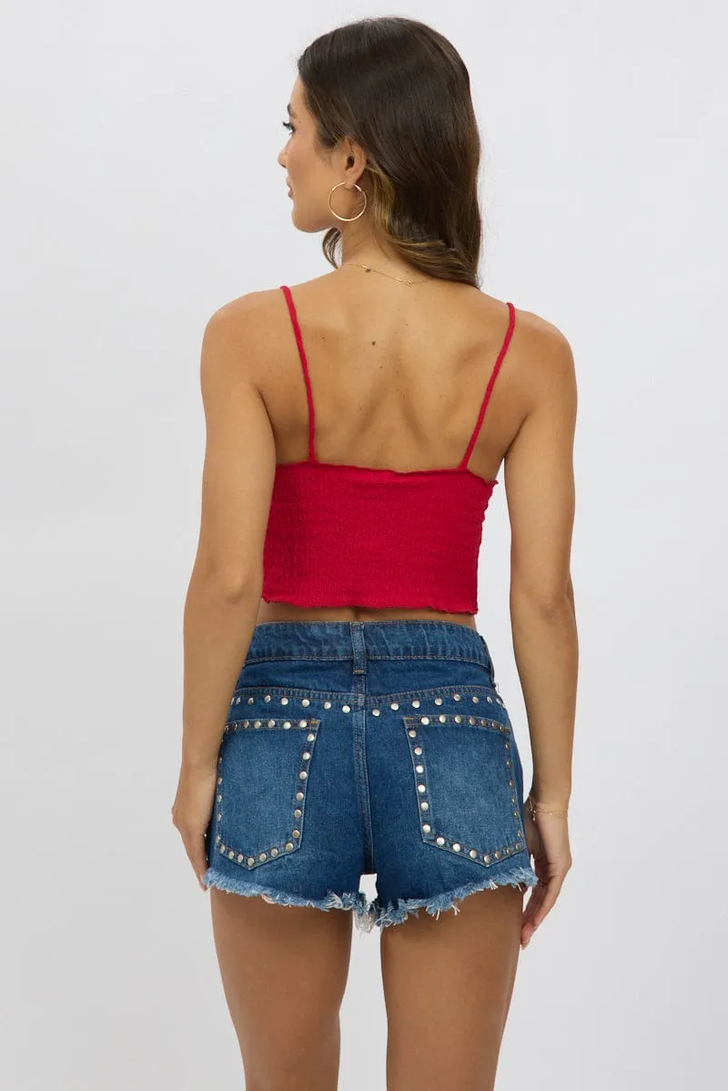 Red Textured Cami Top Open Front sold by Ally Fashion product image thumbnail 5