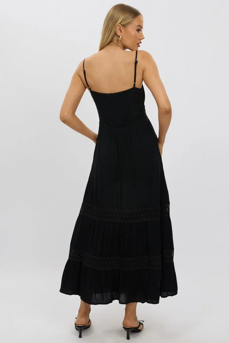 Black Maxi Dress Strappy Lace Trim sold by Ally Fashion product image thumbnail 5