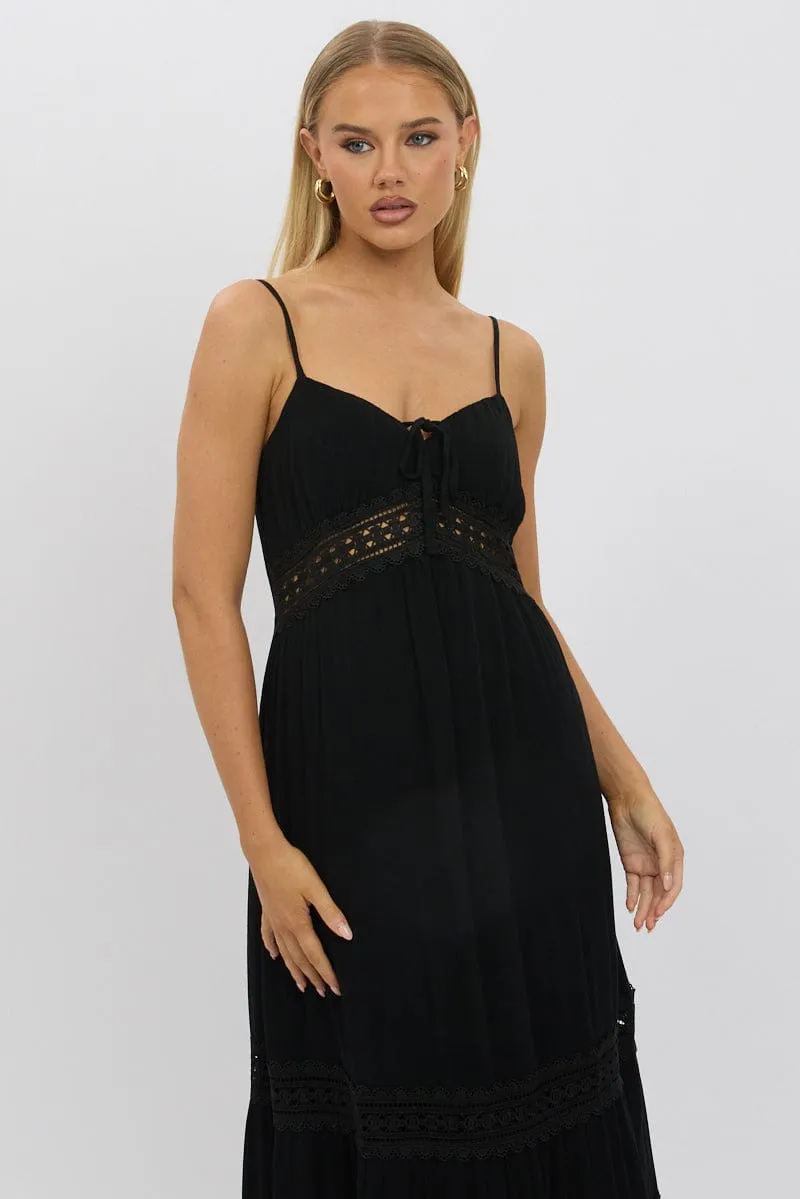 Black Maxi Dress Strappy Lace Trim sold by Ally Fashion product image thumbnail 2
