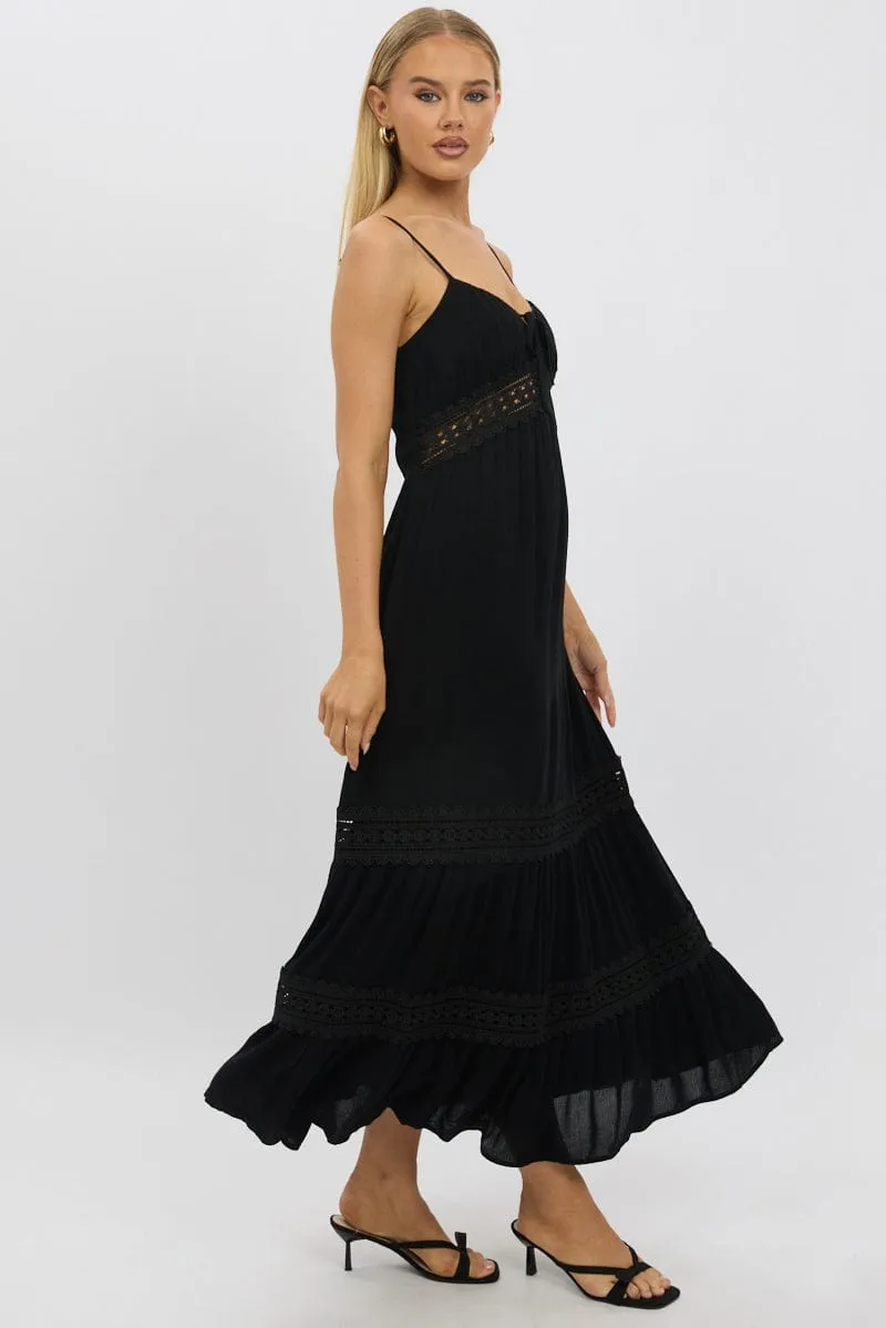 Black Maxi Dress Strappy Lace Trim sold by Ally Fashion product image thumbnail 4