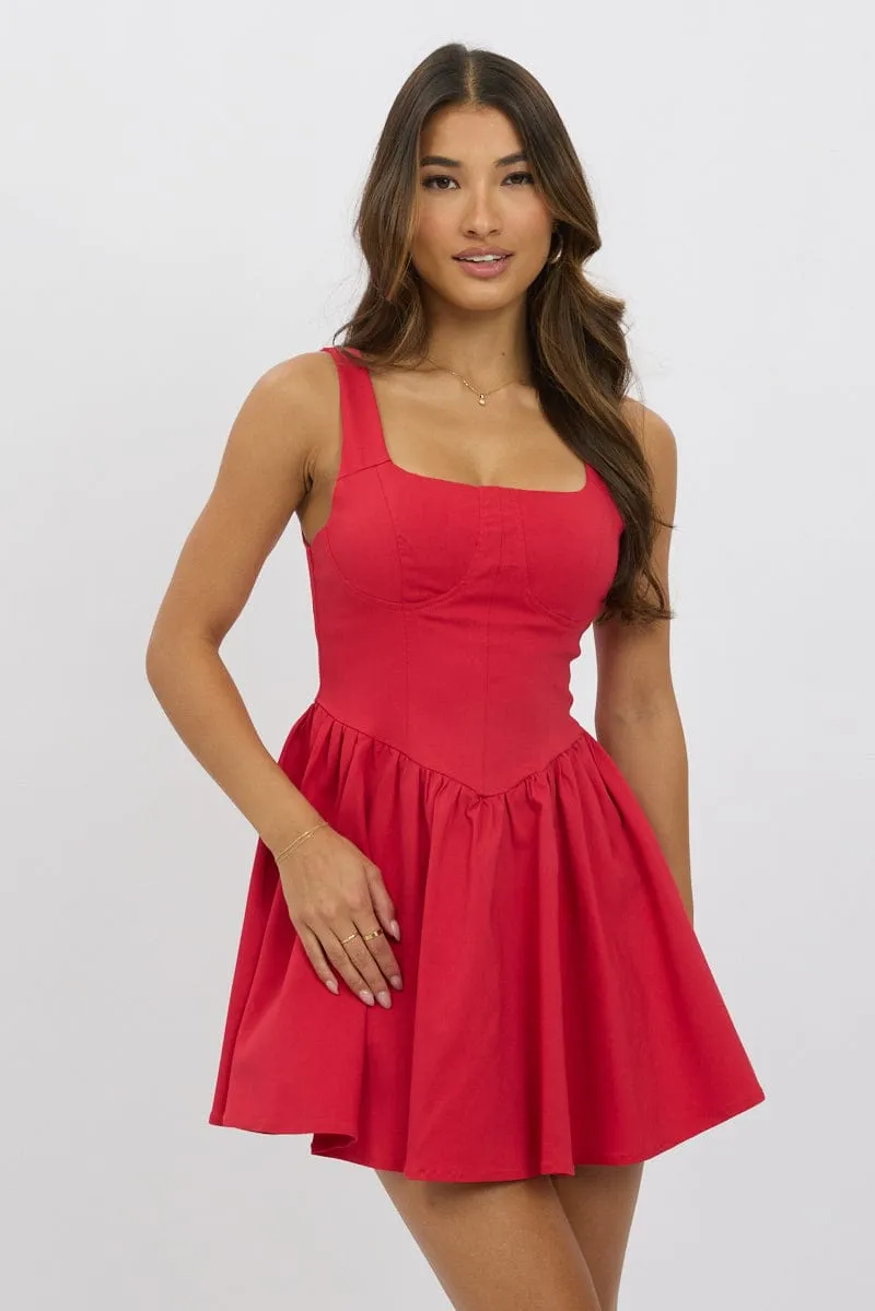 Red Fit And Flare Dress Mini sold by Ally Fashion