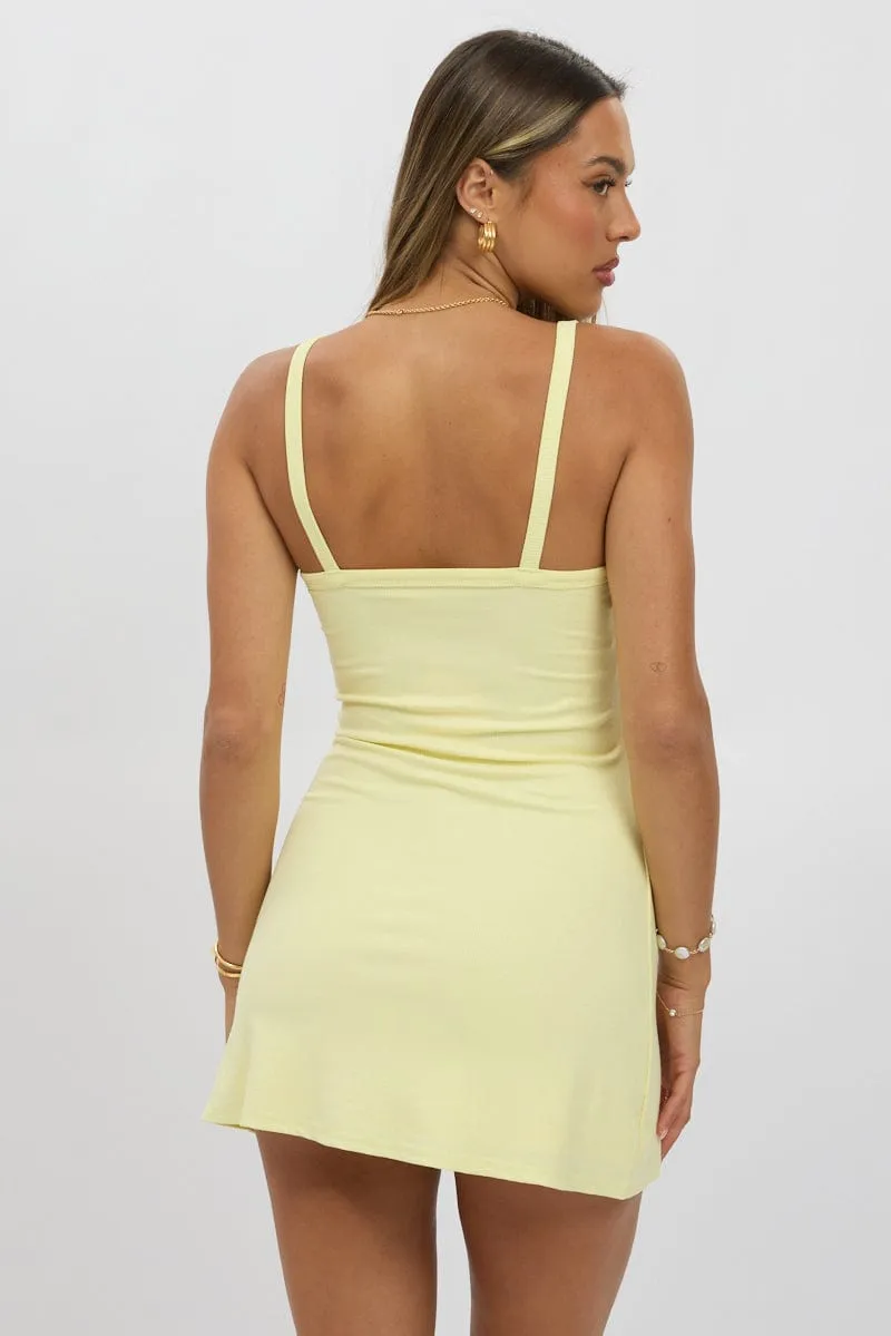 Yellow Mini Dress Sleeveless Rib A-Line sold by Ally Fashion product image thumbnail 5