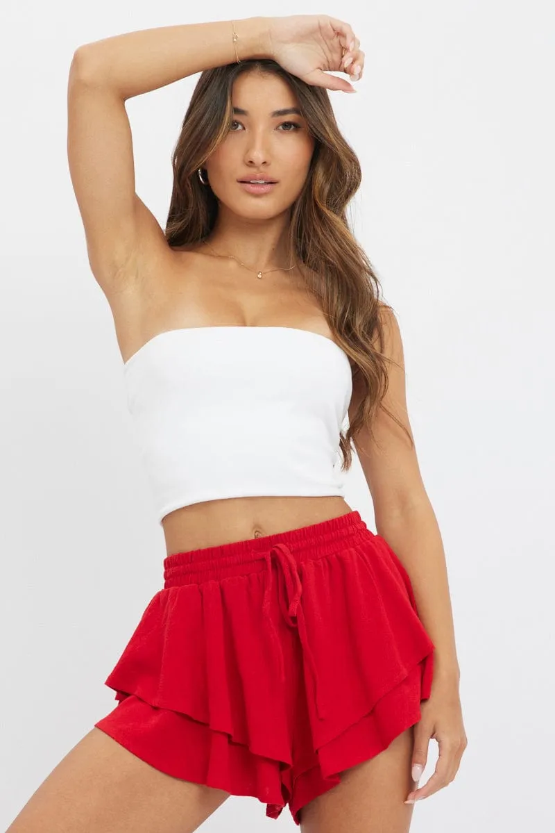 Red Skort Skirt Ruffle Elasticated Waist sold by Ally Fashion