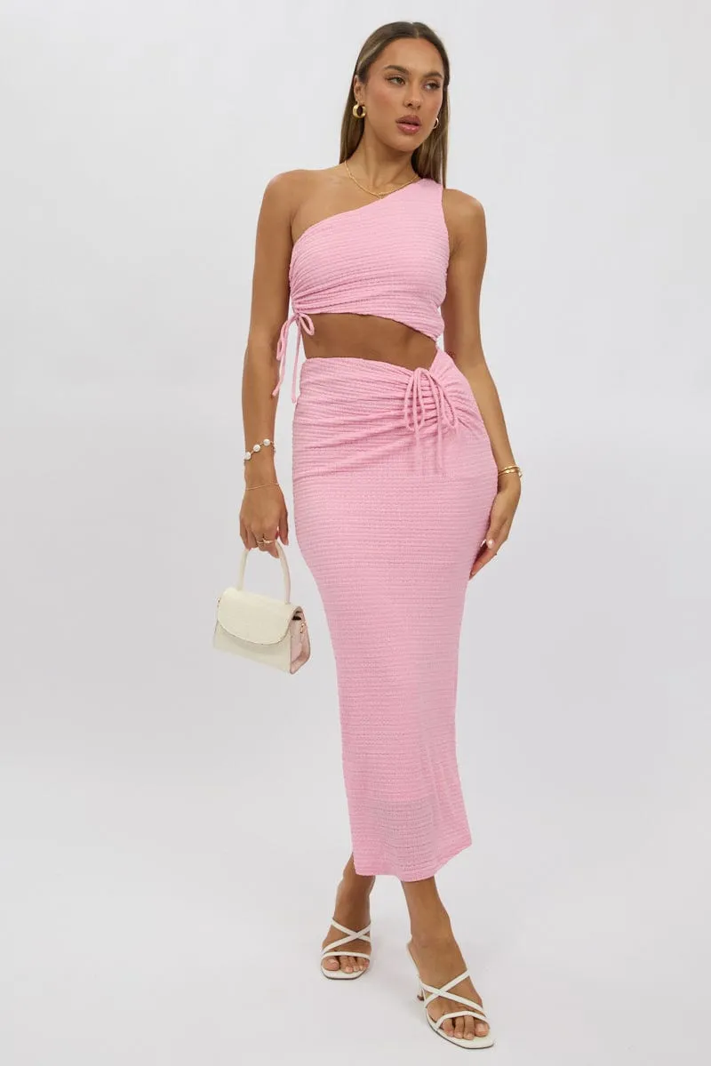 Pink Bodycon Dress One Shoulder Maxi sold by Ally Fashion