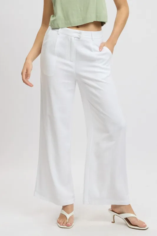 White Wide Leg Pants Mid Rise sold by Ally Fashion
