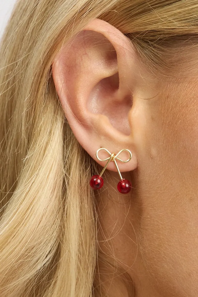 Red Cherry Earrings sold by Ally Fashion product image thumbnail 2