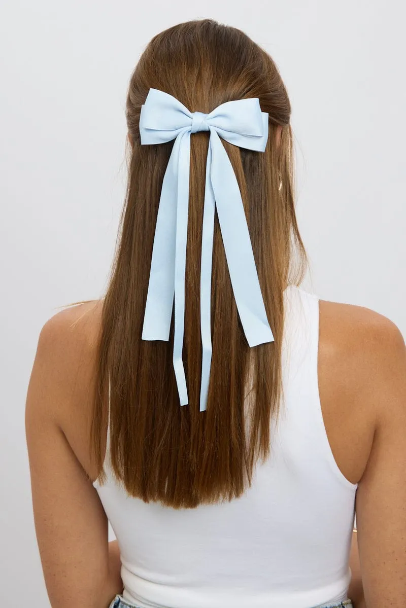 Blue Hair Bow Barrette sold by Ally Fashion