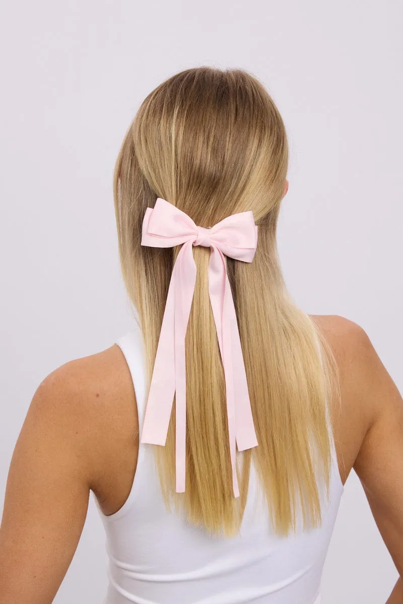 Pink Hair Bow Barrette sold by Ally Fashion