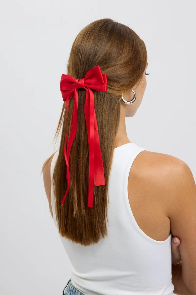 Red Hair Bow Barrette sold by Ally Fashion