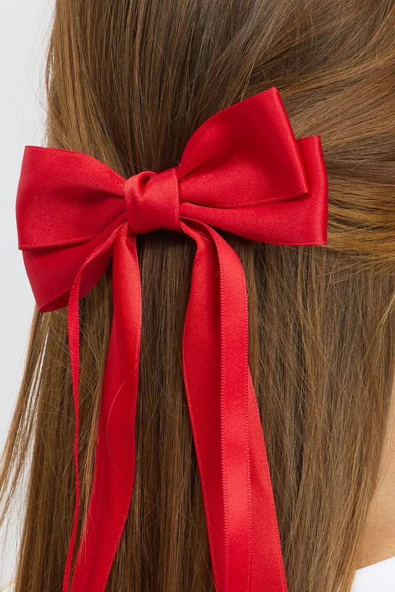 Red Hair Bow Barrette sold by Ally Fashion product image thumbnail 2