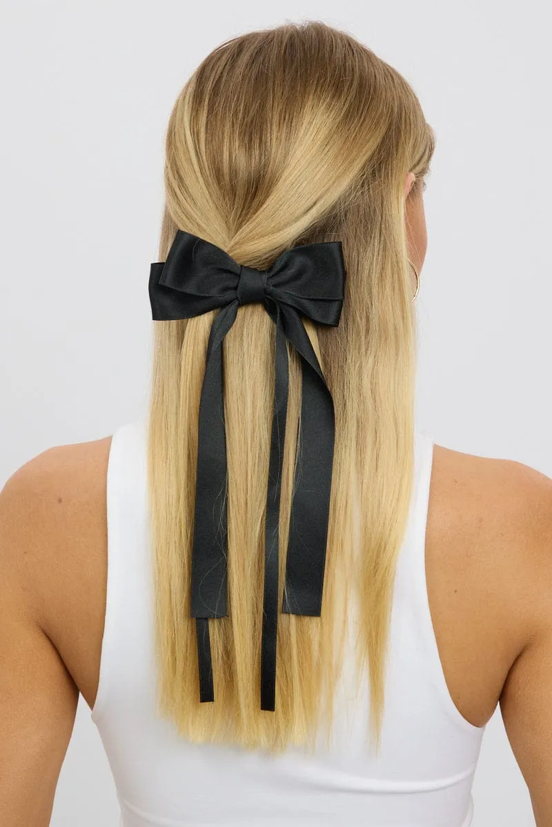 Black Hair Bow Barrette sold by Ally Fashion