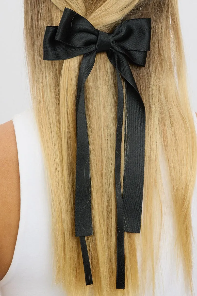 Black Hair Bow Barrette sold by Ally Fashion product image thumbnail 2