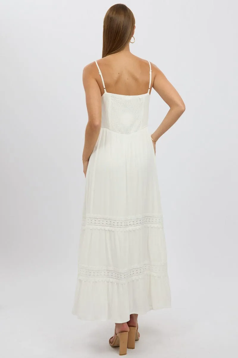 White Maxi Dress Strappy Lace Trim sold by Ally Fashion product image thumbnail 5