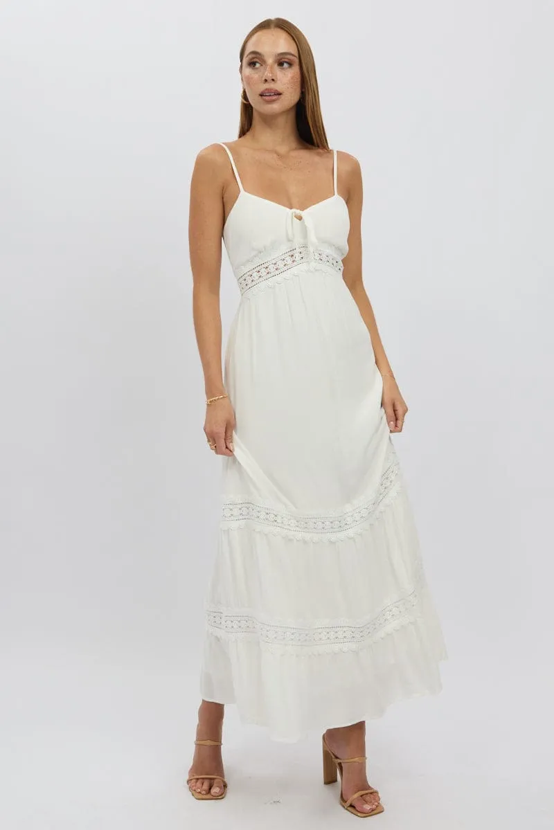 White Maxi Dress Strappy Lace Trim sold by Ally Fashion product image thumbnail 2