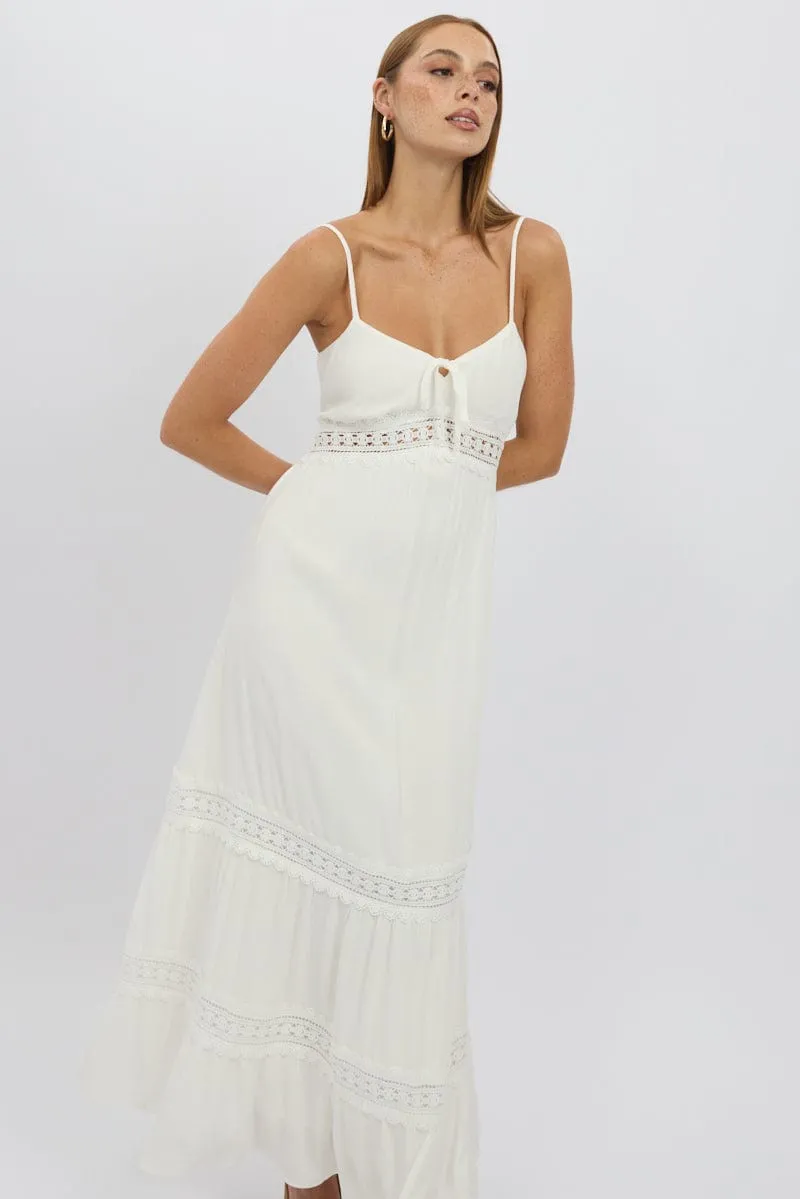 White Maxi Dress Strappy Lace Trim sold by Ally Fashion product image thumbnail 3