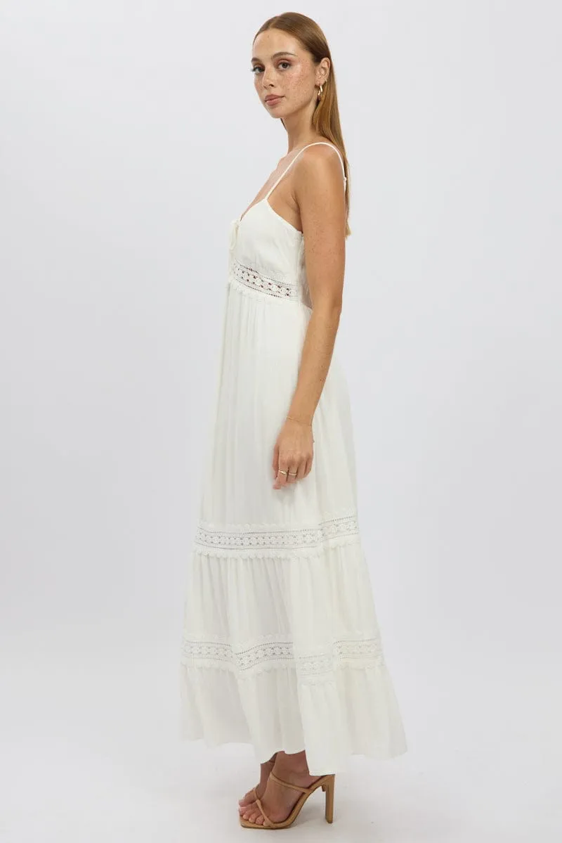 White Maxi Dress Strappy Lace Trim sold by Ally Fashion product image thumbnail 4
