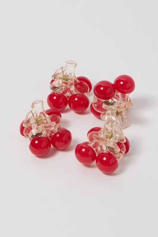 Red 4 Pack Cherry Claw Clips sold by Ally Fashion