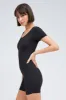Black Romper Short Sleeve Scoop Neck Activewear sold by Ally Fashion