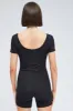 Black Romper Short Sleeve Scoop Neck Activewear sold by Ally Fashion