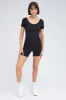 Black Romper Short Sleeve Scoop Neck Activewear sold by Ally Fashion