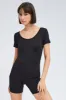 Black Romper Short Sleeve Scoop Neck Activewear sold by Ally Fashion