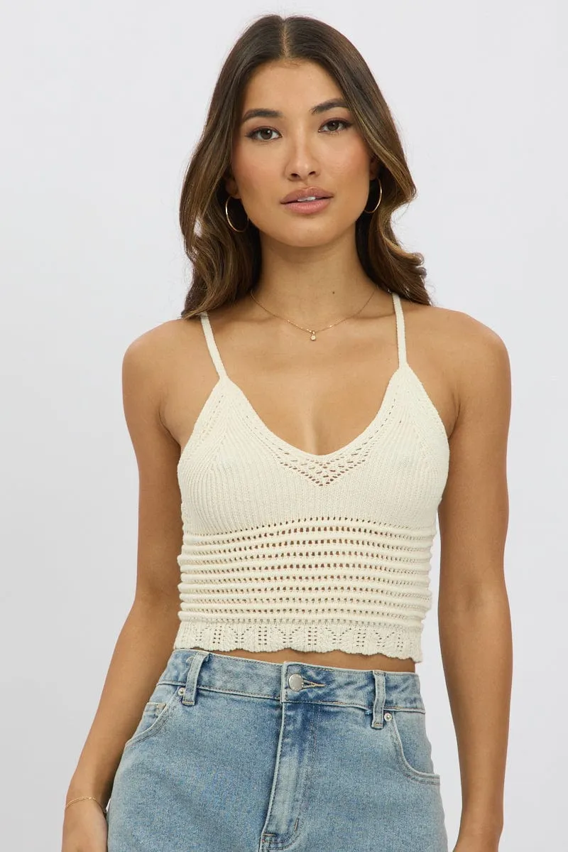 White Crochet Knit Top sold by Ally Fashion product image thumbnail 3