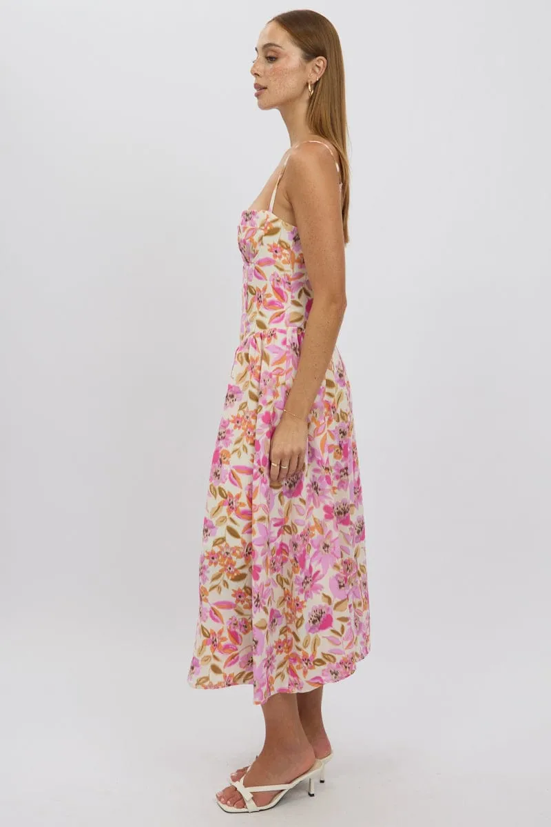 Multi Floral Midi Dress Corset Detail sold by Ally Fashion product image thumbnail 3