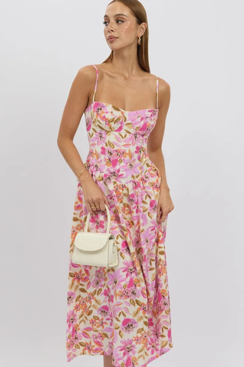 Multi Floral Midi Dress Corset Detail sold by Ally Fashion product image thumbnail 5