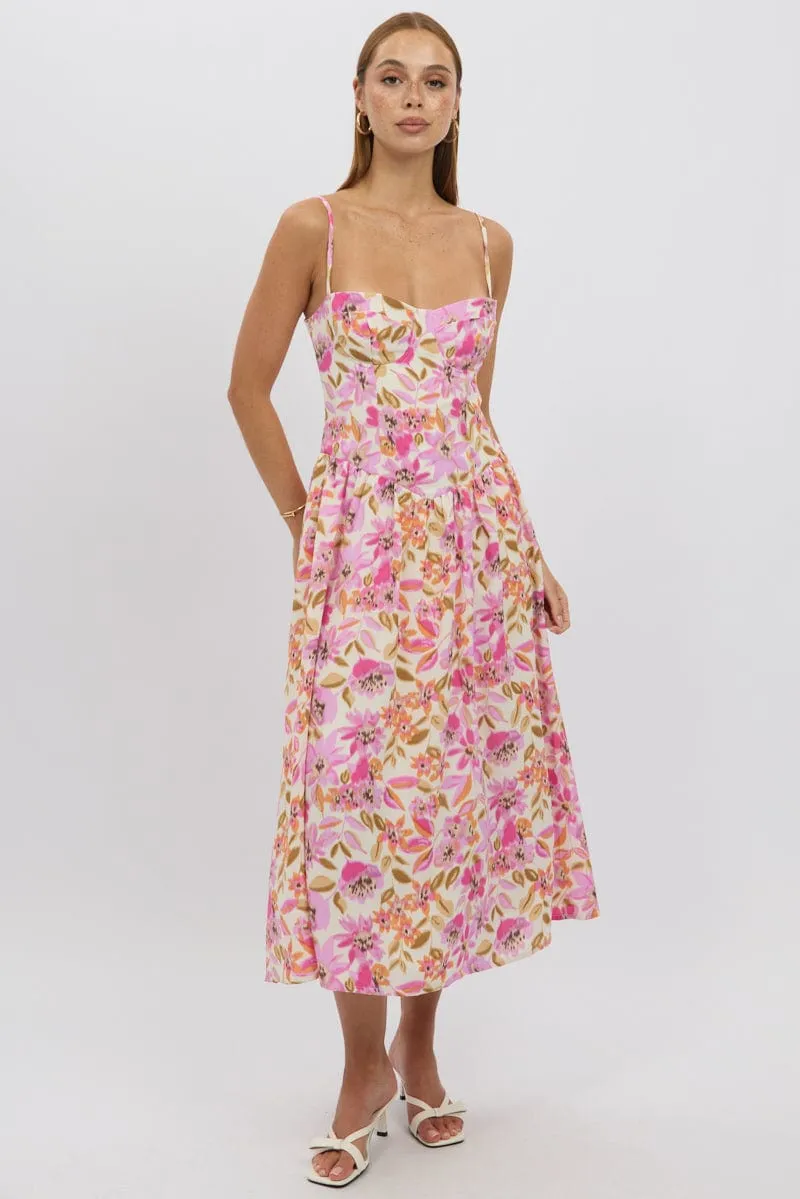 Multi Floral Midi Dress Corset Detail sold by Ally Fashion product image thumbnail 2