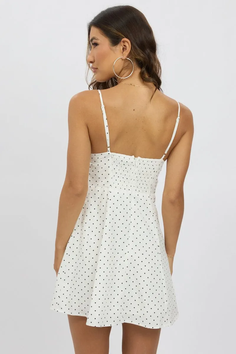 White Polka Dot Mini Dress Strappy sold by Ally Fashion product image thumbnail 5