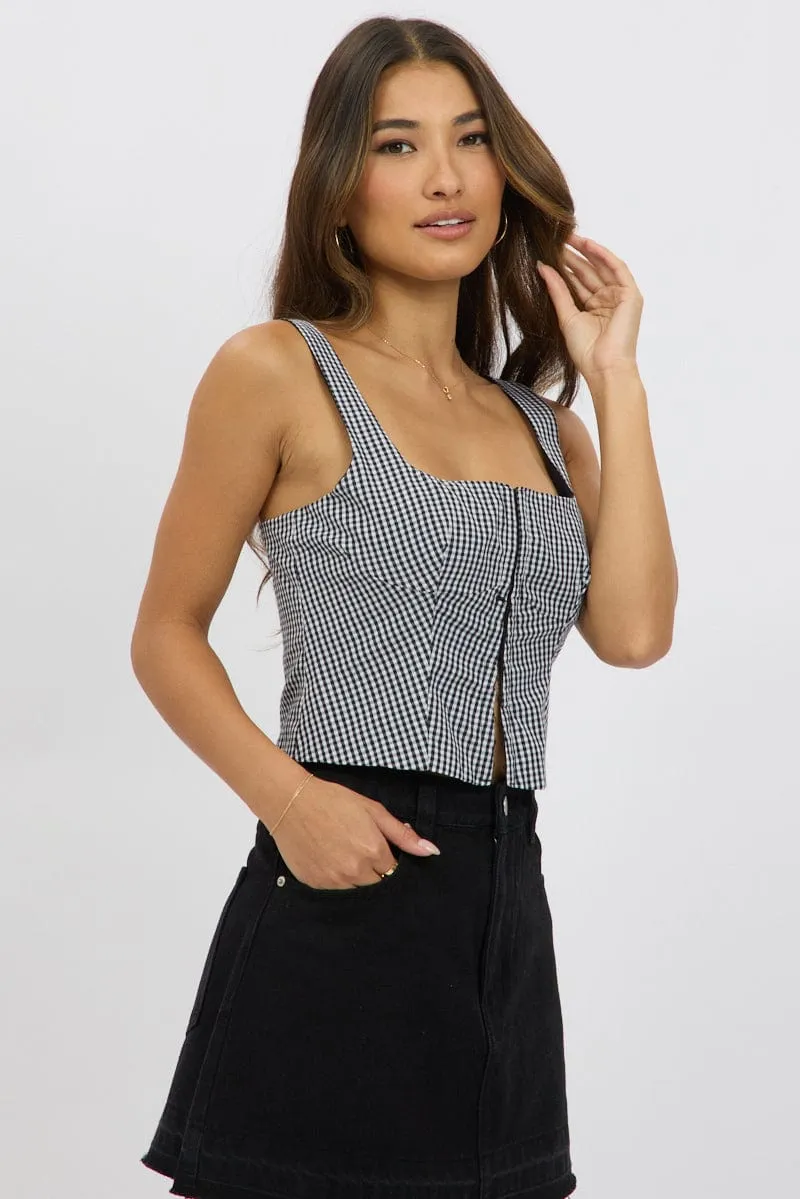 Black Check Corset Top Sleeveless sold by Ally Fashion product image thumbnail 4