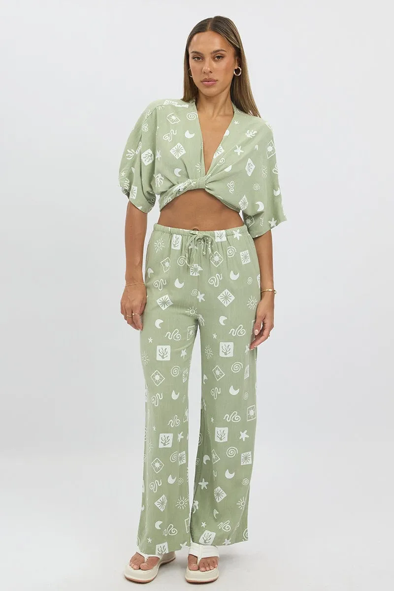 Green Abstract Tie Up Bolero Short Sleeve sold by Ally Fashion product image thumbnail 2