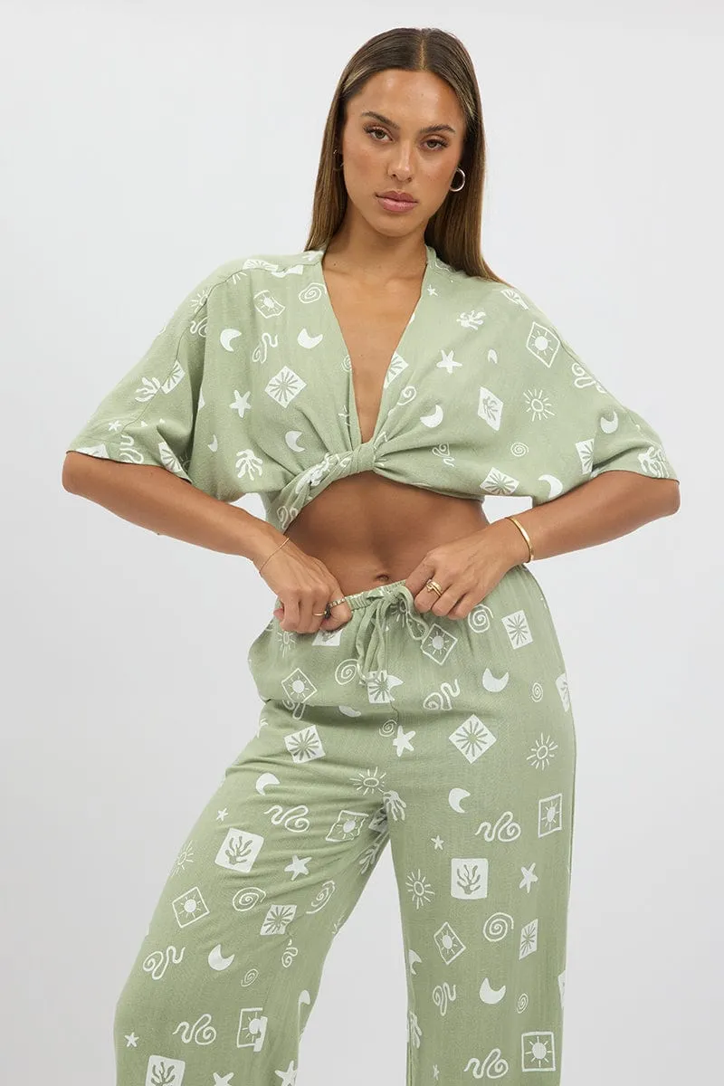 Green Abstract Tie Up Bolero Short Sleeve sold by Ally Fashion product image thumbnail 3