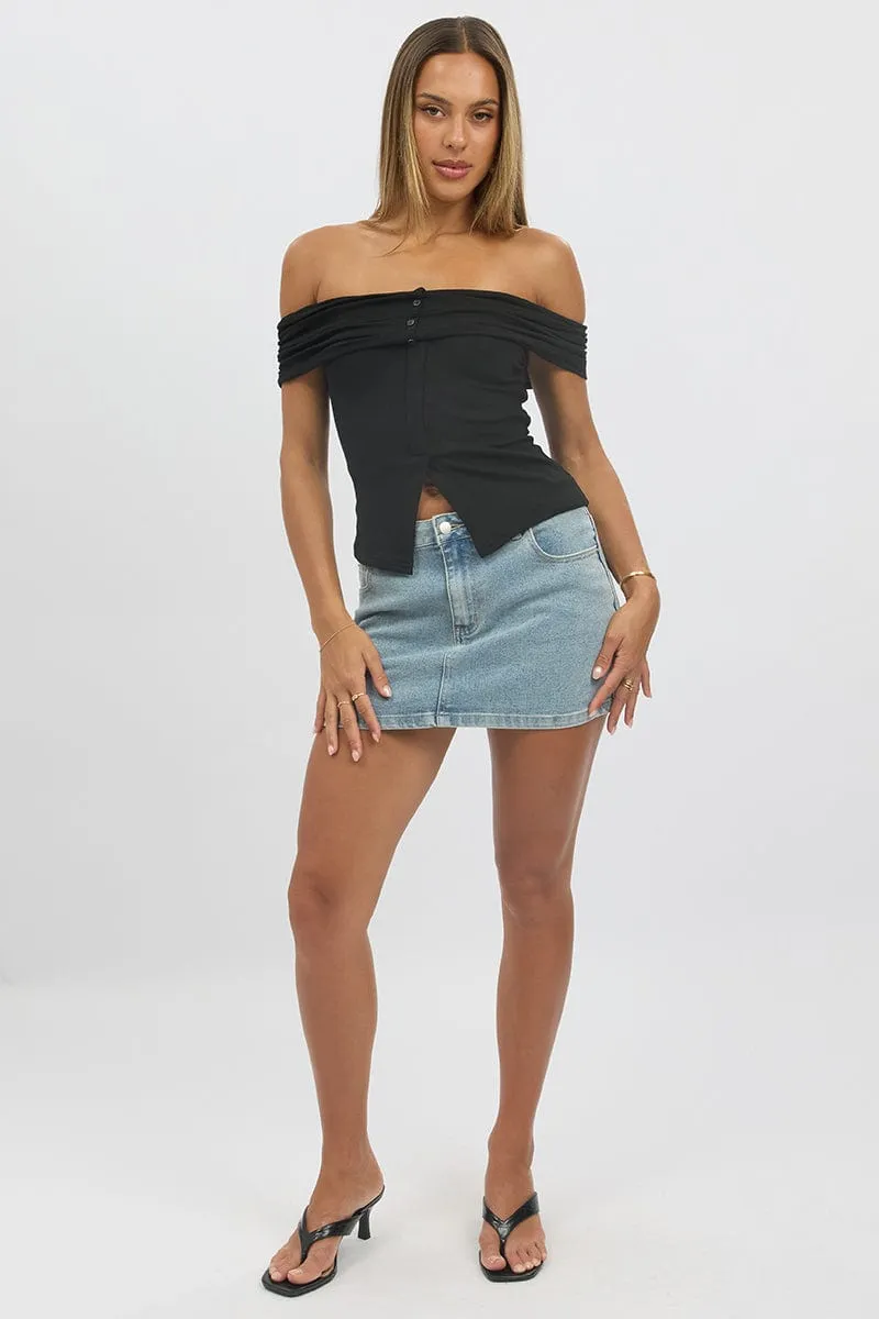 Black Off Shoulder Top Rib sold by Ally Fashion product image thumbnail 2