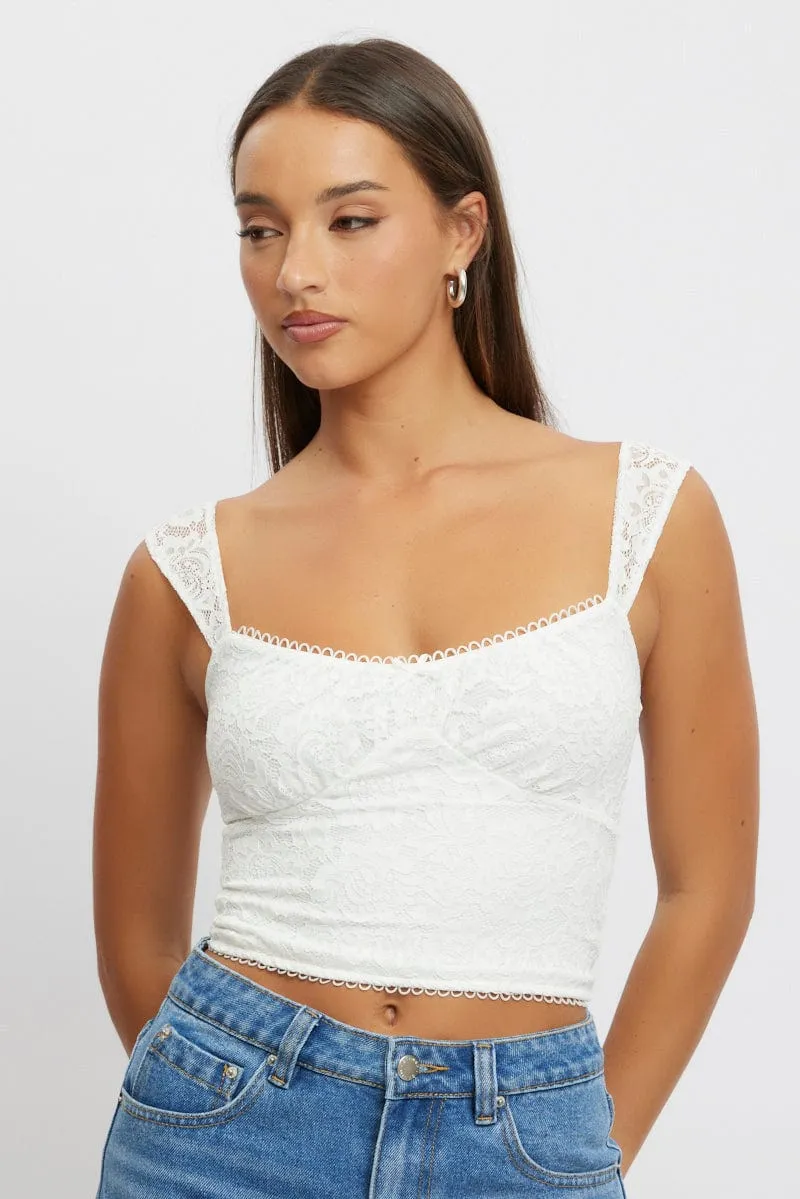White Lace Top Sleeveless sold by Ally Fashion product image thumbnail 3