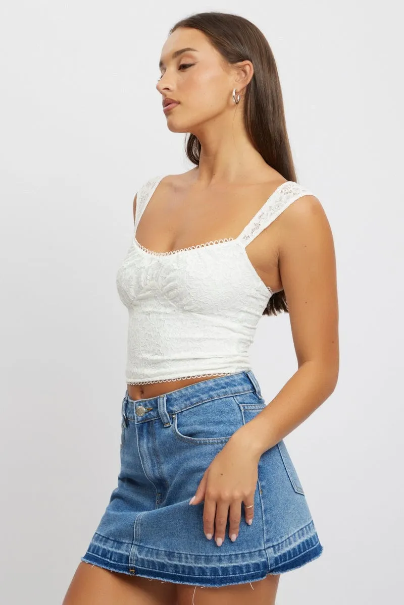 White Lace Top Sleeveless sold by Ally Fashion product image thumbnail 4