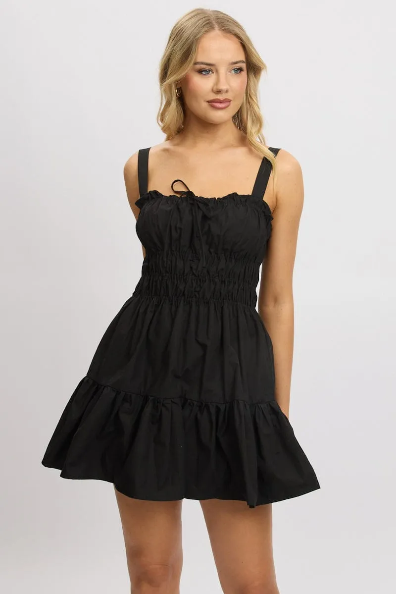 Black Fit And Flare Dress Mini Poplin sold by Ally Fashion