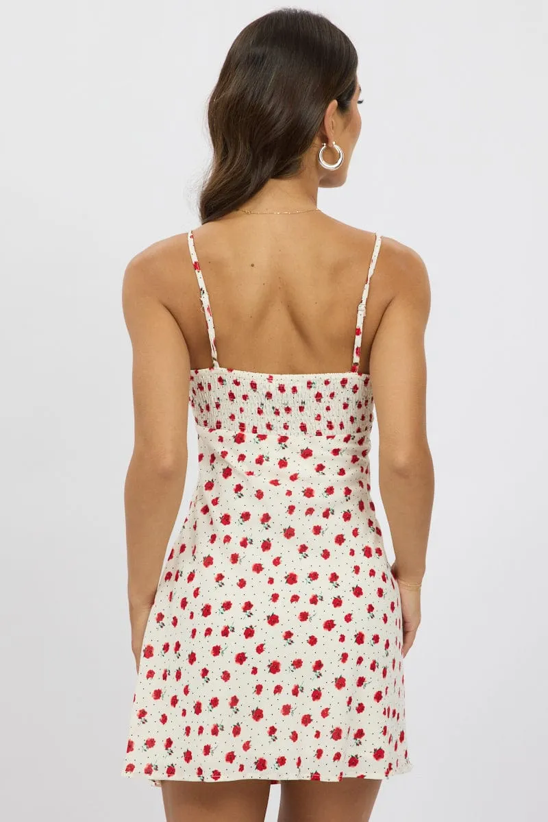 Red Ditsy Mini Dress V-Neck Strappy sold by Ally Fashion product image thumbnail 5