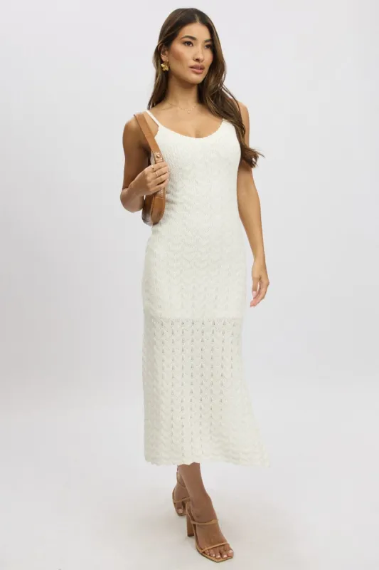 White Knit Dress Singlet Midi sold by Ally Fashion