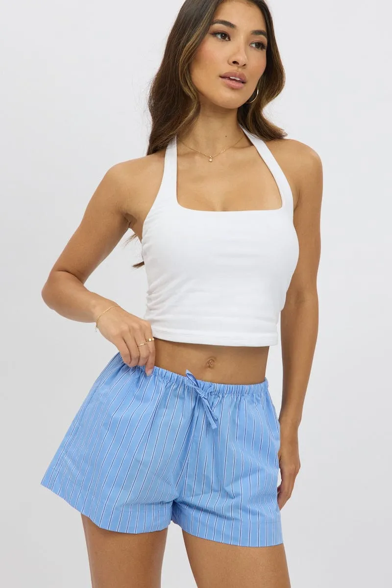 Blue Stripe Shorts Mid Rise sold by Ally Fashion