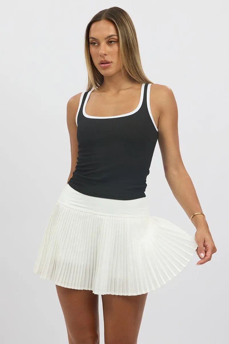 Black Tank Top Sleeveless Contrast Trim sold by Ally Fashion product image thumbnail 3