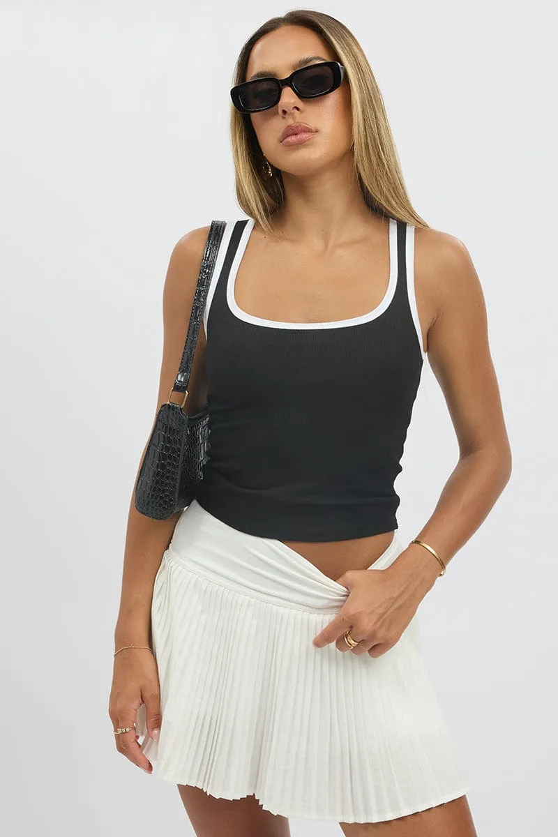 Black Tank Top Sleeveless Contrast Trim sold by Ally Fashion