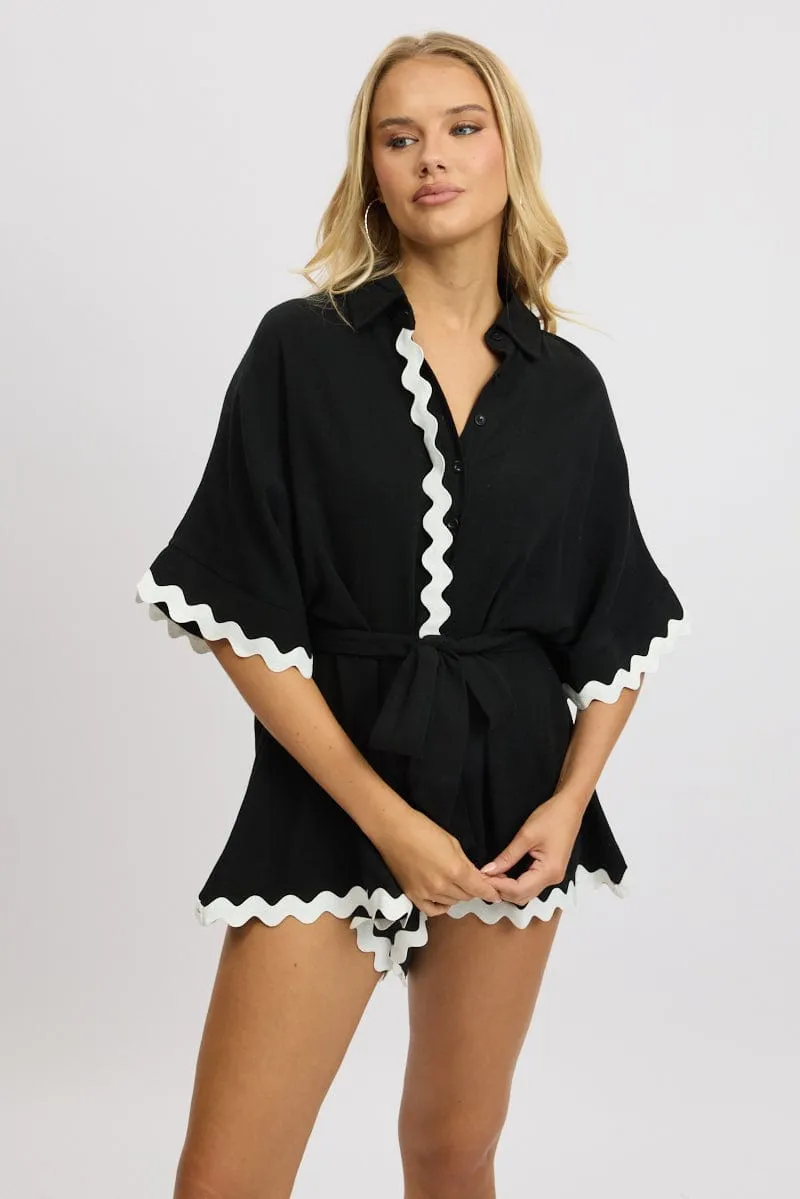 Black Oversized Playsuit sold by Ally Fashion