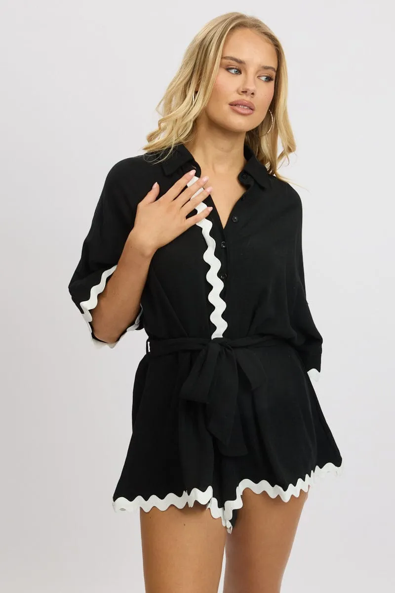 Black Oversized Playsuit sold by Ally Fashion product image thumbnail 3