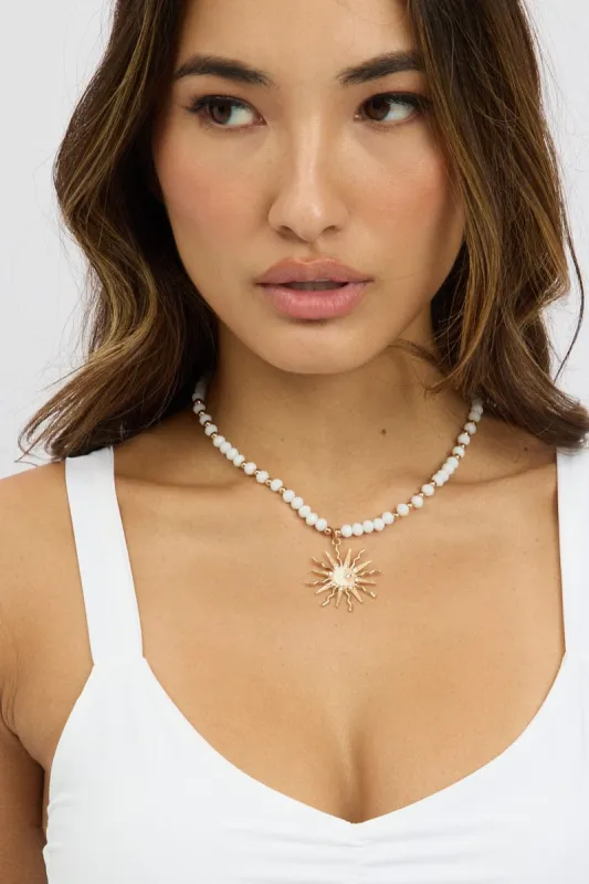Gold Sun Pendent Beads Necklace sold by Ally Fashion