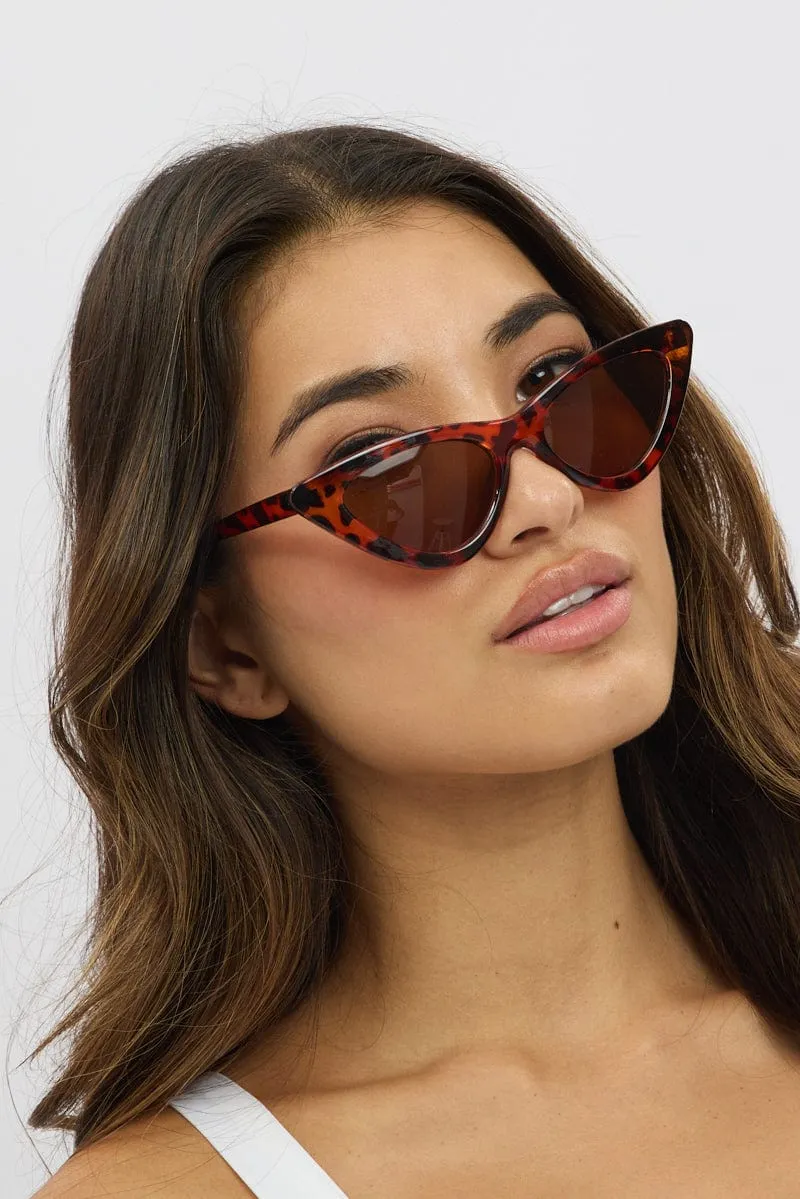 Brown Animal Print Cat Eye Sunglasses sold by Ally Fashion