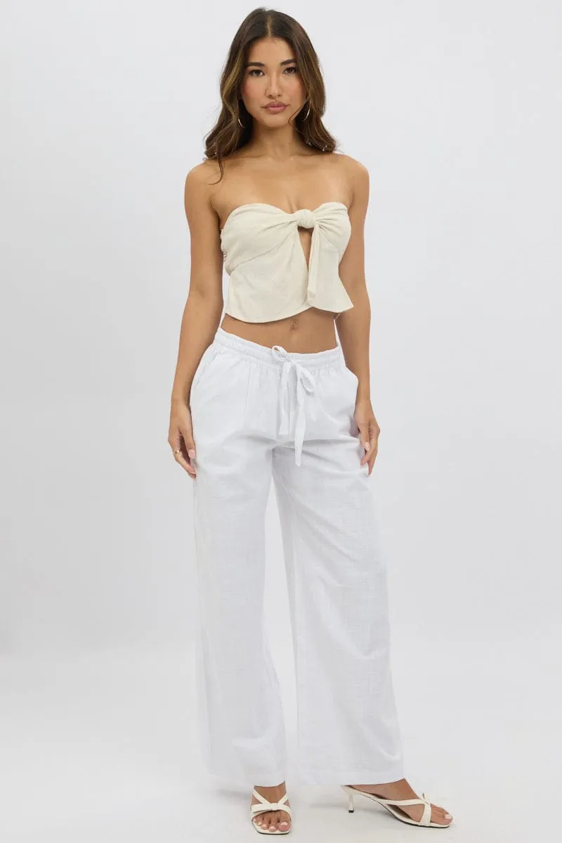 Beige Tube Top Strapless Open Front Linen Blend sold by Ally Fashion product image thumbnail 2